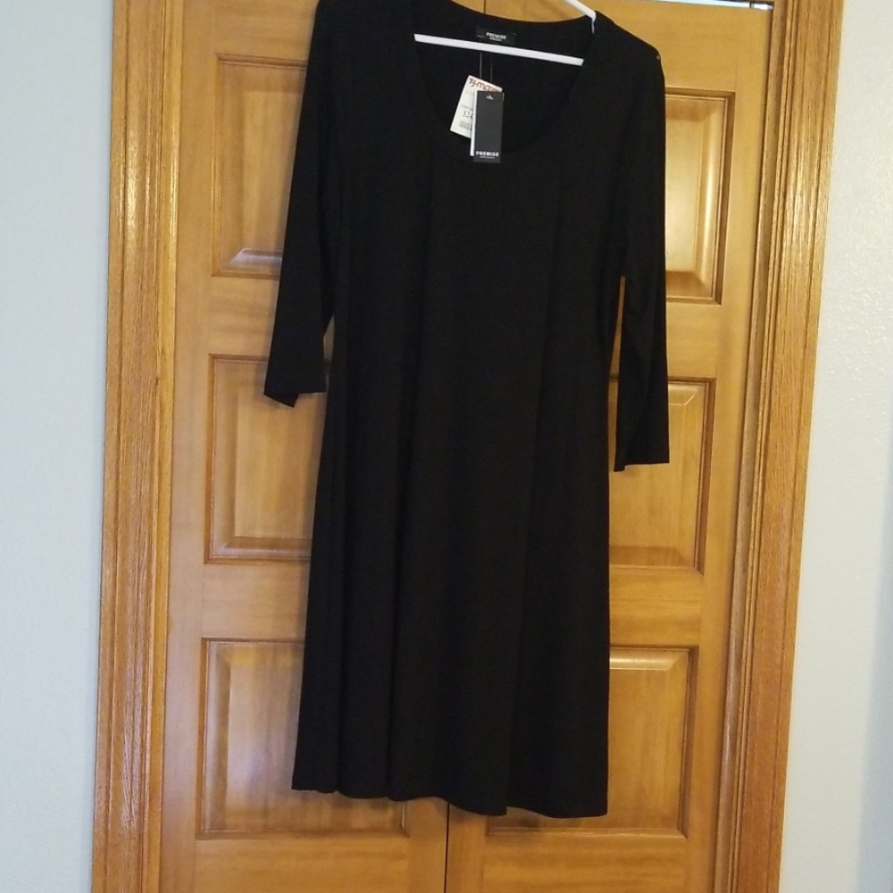 Premise Black stretch flare dress